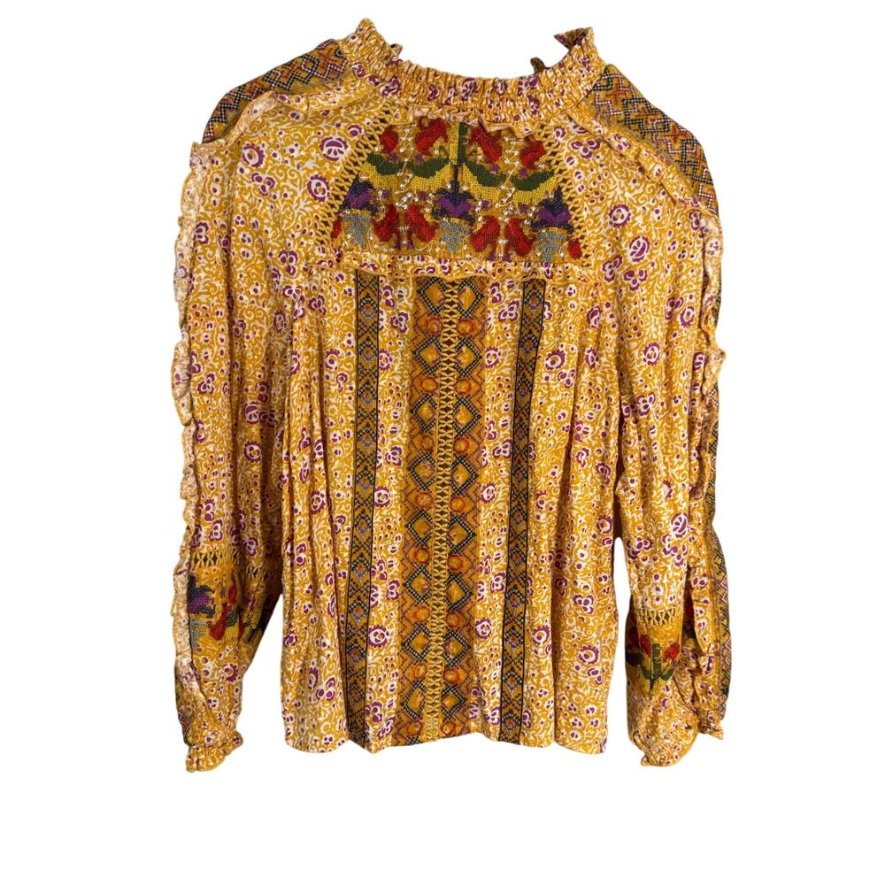 Maeve Anthropologie Goldie Embroidered Boho Blouse Sz 8P